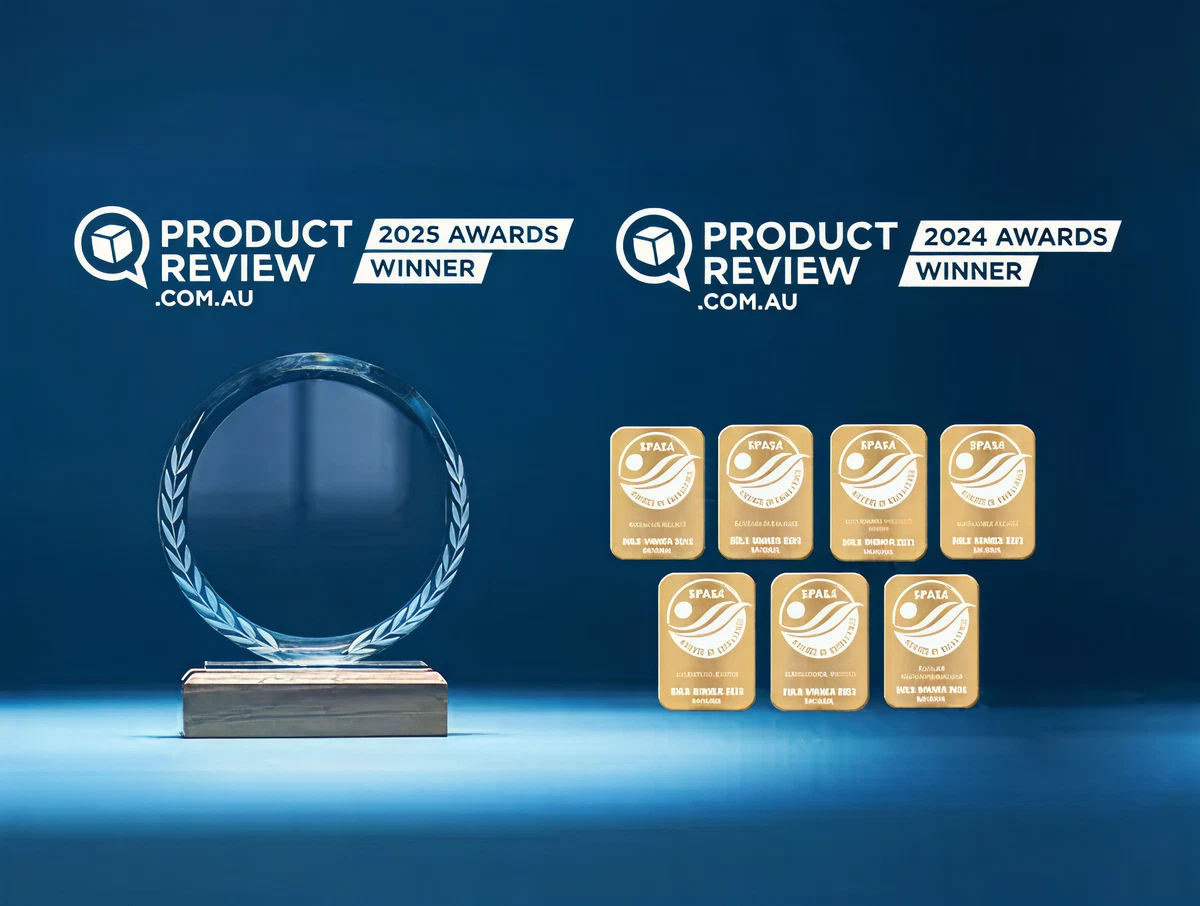 ProductReview.com.au and SPASA award badges