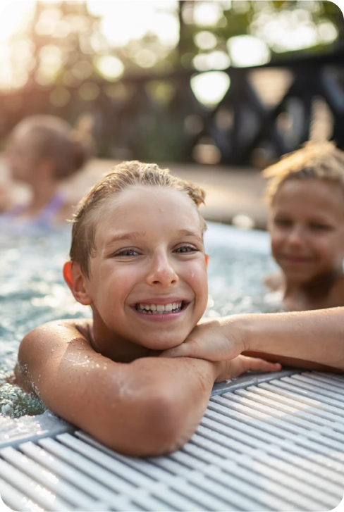 Children in a heated pool
